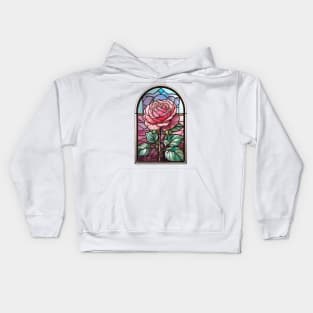 Stained Glass Pink Rose (757) Kids Hoodie